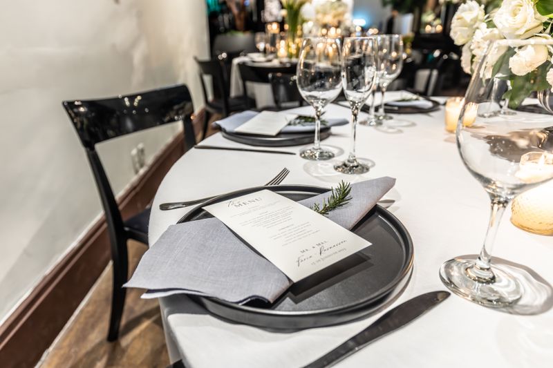 Private dining event setup at Pizza factory for special occasions