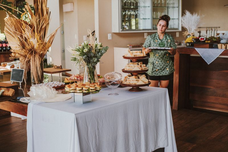 Corporate lunch event with premium food service by Pizza factory catering